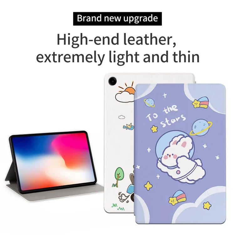 For Samsung Galaxy Tab A9+ Cartoon Pattern Cover PU Leather Smart Tablet Case