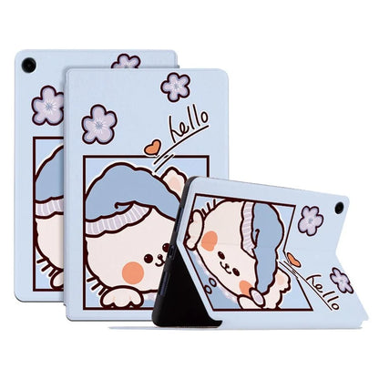 For Samsung Galaxy Tab A9+ Cartoon Pattern Cover PU Leather Smart Tablet Case