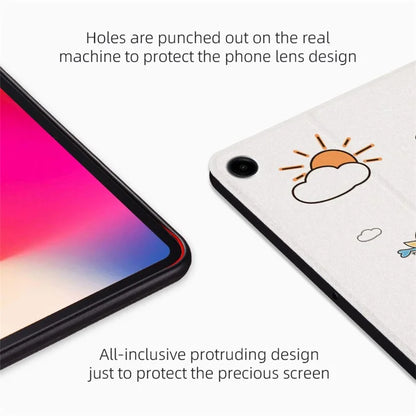 For Samsung Galaxy Tab A9+ Cartoon Pattern Cover PU Leather Smart Tablet Case