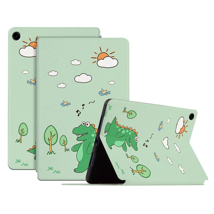 For Samsung Galaxy Tab A9+ Cartoon Pattern Cover PU Leather Smart Tablet Case
