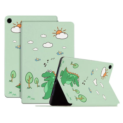 For Samsung Galaxy Tab A9+ Cartoon Pattern Cover PU Leather Smart Tablet Case