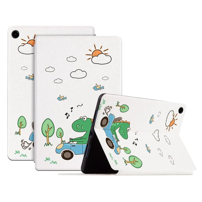For Samsung Galaxy Tab A9+ Cartoon Pattern Cover PU Leather Smart Tablet Case