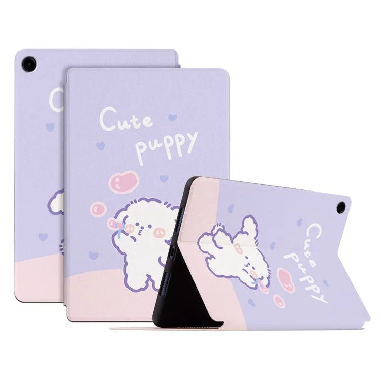 For Samsung Galaxy Tab A9+ Cartoon Pattern Cover PU Leather Smart Tablet Case
