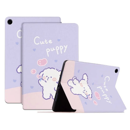 For Samsung Galaxy Tab A9+ Cartoon Pattern Cover PU Leather Smart Tablet Case