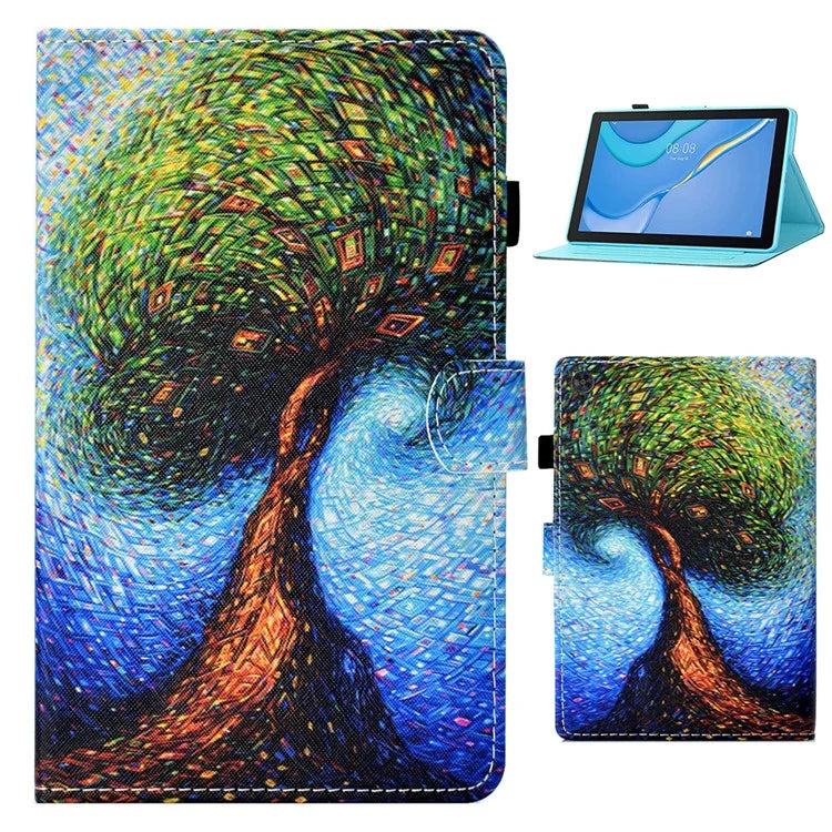 For Samsung Galaxy Tab A9 Case Pattern Printing Stitching Leather Tablet Cover