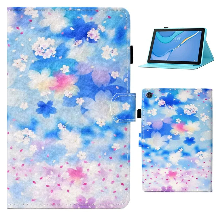 For Samsung Galaxy Tab A9 Case Pattern Printing Stitching Leather Tablet Cover