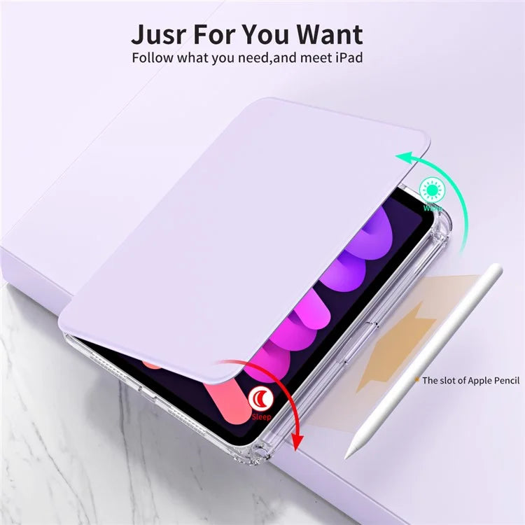 For iPad mini (2021) Case PU leather+Acrylic Stand Detachable Tablet Cover