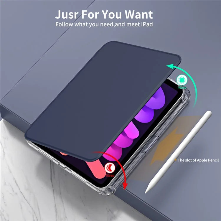 For iPad mini (2021) Case PU leather+Acrylic Stand Detachable Tablet Cover