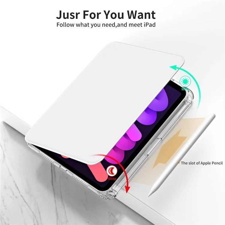 For iPad mini (2021) Case PU leather+Acrylic Stand Detachable Tablet Cover
