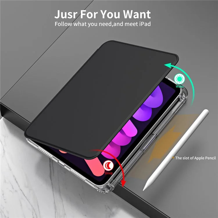 For iPad mini (2021) Case PU leather+Acrylic Stand Detachable Tablet Cover