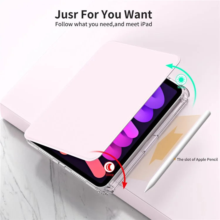 For iPad mini (2021) Case PU leather+Acrylic Stand Detachable Tablet Cover