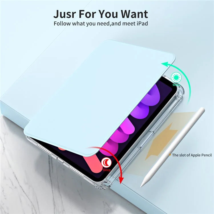 For iPad mini (2021) Case PU leather+Acrylic Stand Detachable Tablet Cover