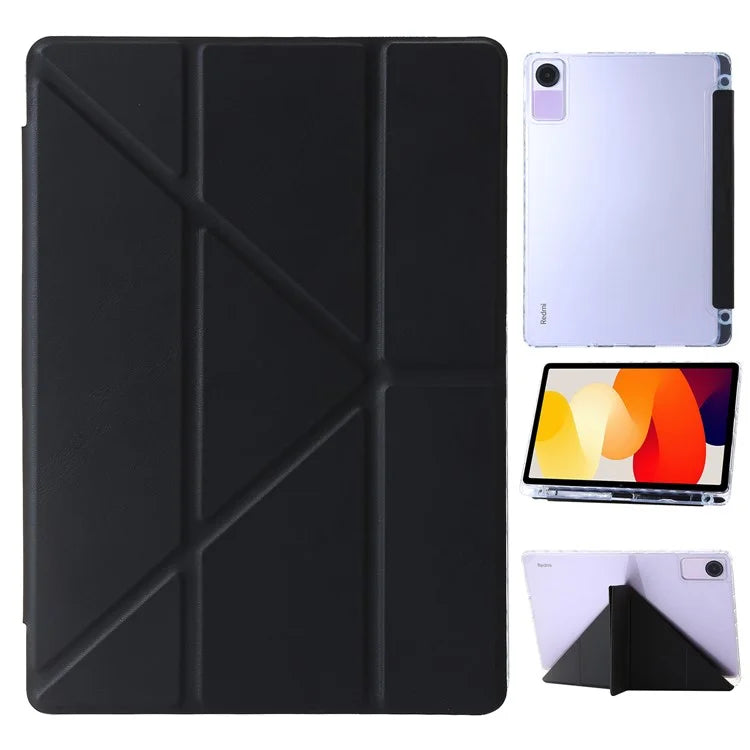 For Xiaomi Redmi Pad SE Case PU+Acrylic+TPU Stand Tablet Cover Auto Wake  /  Sleep Shockproof Case