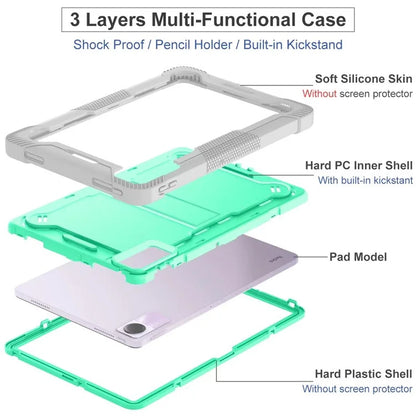 For Xiaomi Redmi Pad SE Kickstand Cover Rugged Silicone + PC Protective Tablet Case