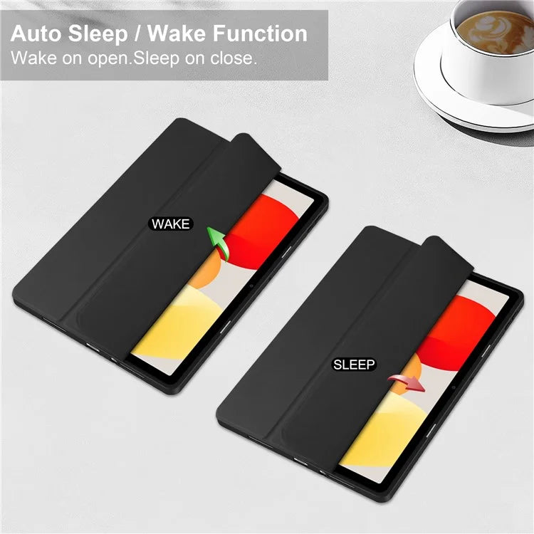 For Xiaomi Redmi Pad SE Tablet Case Anti-scratch Leather+TPU+Acrylic Stand Cover with Pen Slot