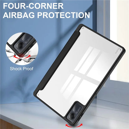 For Xiaomi Redmi Pad SE Tablet Case Anti-scratch Leather+TPU+Acrylic Stand Cover with Pen Slot