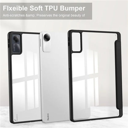 For Xiaomi Redmi Pad SE Tablet Case Anti-scratch Leather+TPU+Acrylic Stand Cover with Pen Slot