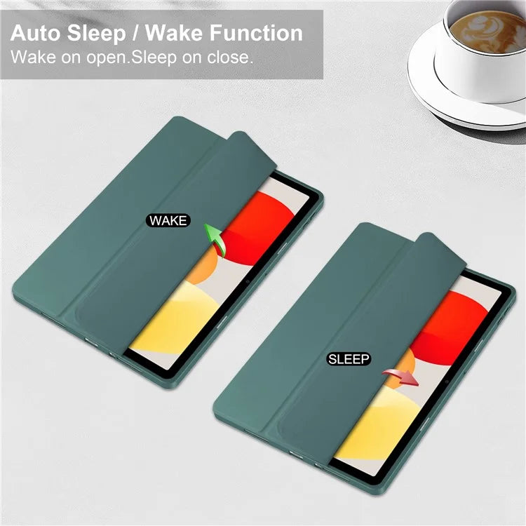 For Xiaomi Redmi Pad SE Tablet Case Anti-scratch Leather+TPU+Acrylic Stand Cover with Pen Slot