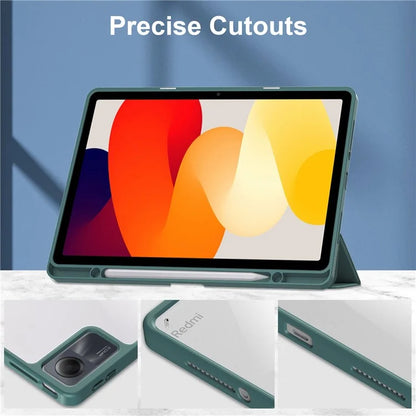 For Xiaomi Redmi Pad SE Tablet Case Anti-scratch Leather+TPU+Acrylic Stand Cover with Pen Slot