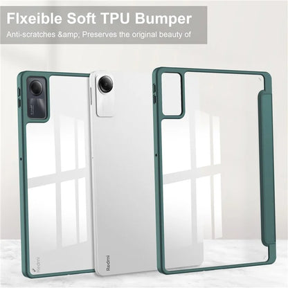 For Xiaomi Redmi Pad SE Tablet Case Anti-scratch Leather+TPU+Acrylic Stand Cover with Pen Slot