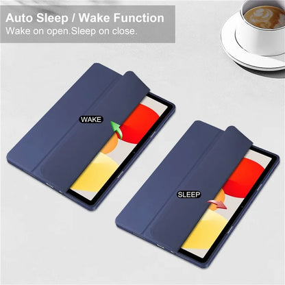 For Xiaomi Redmi Pad SE Tablet Case Anti-scratch Leather+TPU+Acrylic Stand Cover with Pen Slot