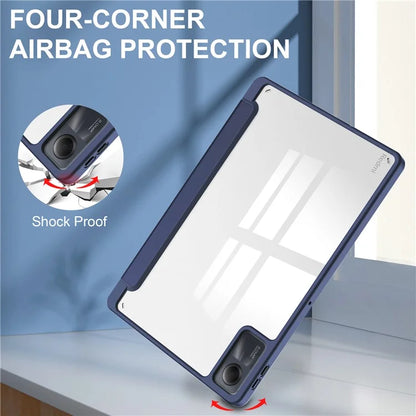 For Xiaomi Redmi Pad SE Tablet Case Anti-scratch Leather+TPU+Acrylic Stand Cover with Pen Slot