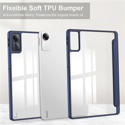 For Xiaomi Redmi Pad SE Tablet Case Anti-scratch Leather+TPU+Acrylic Stand Cover with Pen Slot