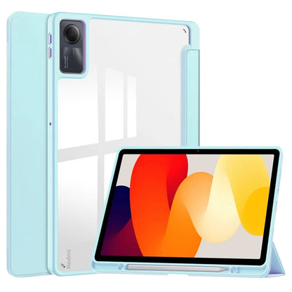 For Xiaomi Redmi Pad SE Tablet Case Anti-scratch Leather+TPU+Acrylic Stand Cover with Pen Slot