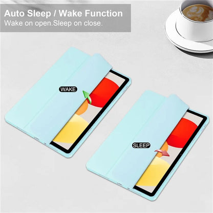 For Xiaomi Redmi Pad SE Tablet Case Anti-scratch Leather+TPU+Acrylic Stand Cover with Pen Slot