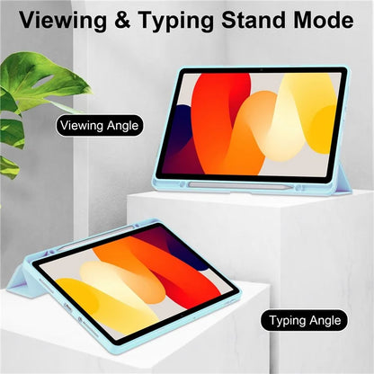For Xiaomi Redmi Pad SE Tablet Case Anti-scratch Leather+TPU+Acrylic Stand Cover with Pen Slot