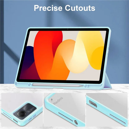 For Xiaomi Redmi Pad SE Tablet Case Anti-scratch Leather+TPU+Acrylic Stand Cover with Pen Slot