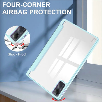 For Xiaomi Redmi Pad SE Tablet Case Anti-scratch Leather+TPU+Acrylic Stand Cover with Pen Slot
