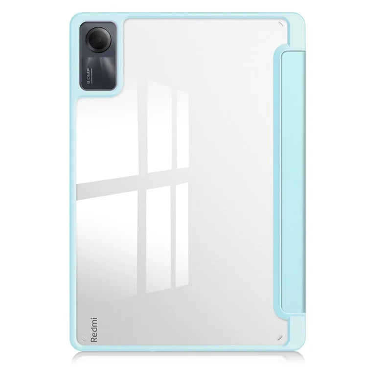 For Xiaomi Redmi Pad SE Tablet Case Anti-scratch Leather+TPU+Acrylic Stand Cover with Pen Slot