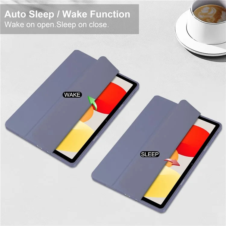 For Xiaomi Redmi Pad SE Tablet Case Anti-scratch Leather+TPU+Acrylic Stand Cover with Pen Slot