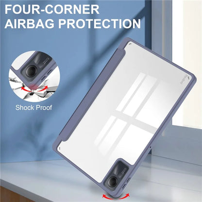 For Xiaomi Redmi Pad SE Tablet Case Anti-scratch Leather+TPU+Acrylic Stand Cover with Pen Slot