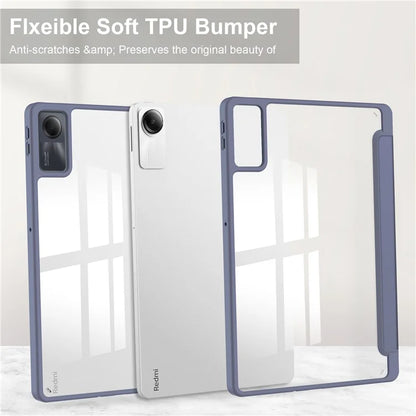 For Xiaomi Redmi Pad SE Tablet Case Anti-scratch Leather+TPU+Acrylic Stand Cover with Pen Slot