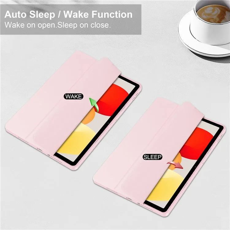 For Xiaomi Redmi Pad SE Tablet Case Anti-scratch Leather+TPU+Acrylic Stand Cover with Pen Slot