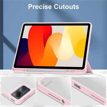 For Xiaomi Redmi Pad SE Tablet Case Anti-scratch Leather+TPU+Acrylic Stand Cover with Pen Slot