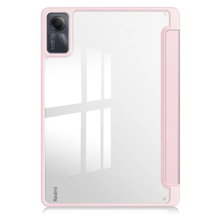 For Xiaomi Redmi Pad SE Tablet Case Anti-scratch Leather+TPU+Acrylic Stand Cover with Pen Slot