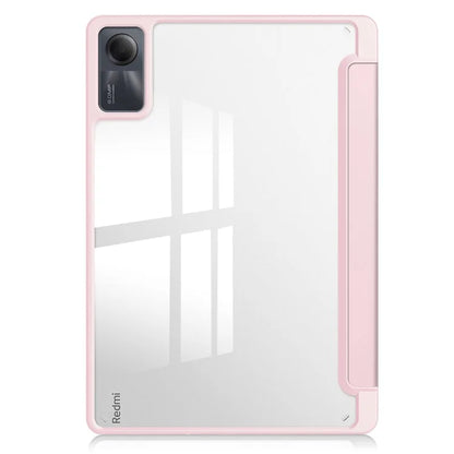 For Xiaomi Redmi Pad SE Tablet Case Anti-scratch Leather+TPU+Acrylic Stand Cover with Pen Slot