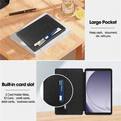 For Samsung Galaxy Tab A9 Case PU Leather Wallet Stand Auto Wake  /  Sleep Tablet Cover