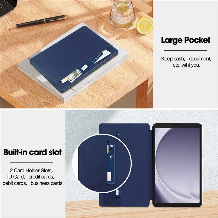 For Samsung Galaxy Tab A9 Case PU Leather Wallet Stand Auto Wake  /  Sleep Tablet Cover