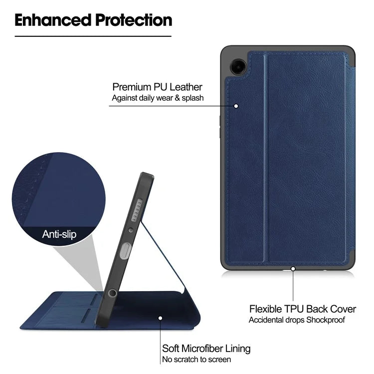 For Samsung Galaxy Tab A9 Case PU Leather Wallet Stand Auto Wake  /  Sleep Tablet Cover
