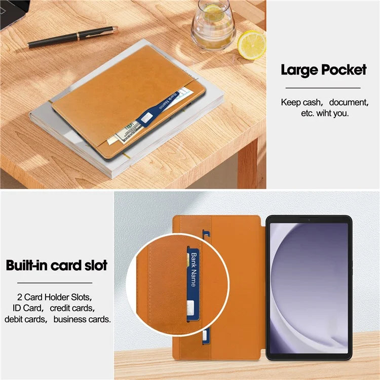 For Samsung Galaxy Tab A9 Case PU Leather Wallet Stand Auto Wake  /  Sleep Tablet Cover