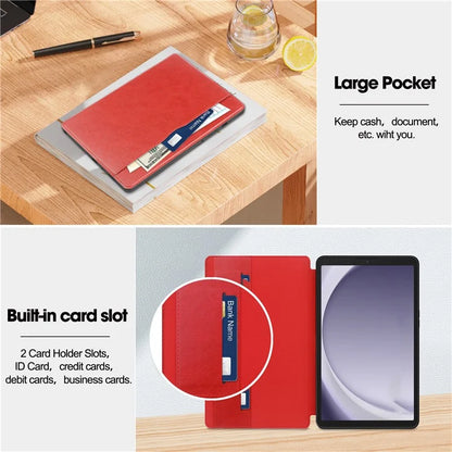 For Samsung Galaxy Tab A9 Case PU Leather Wallet Stand Auto Wake  /  Sleep Tablet Cover