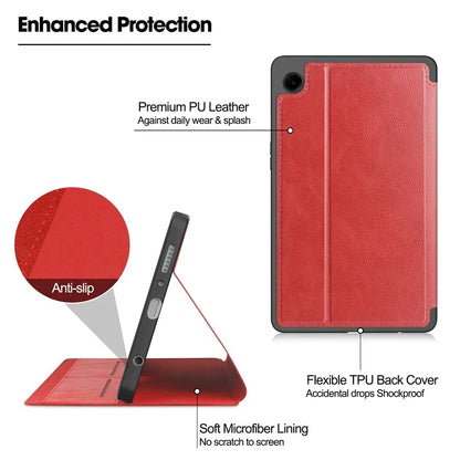 For Samsung Galaxy Tab A9 Case PU Leather Wallet Stand Auto Wake  /  Sleep Tablet Cover
