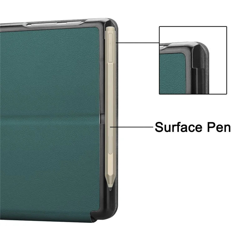 For Microsoft Surface Go 4 Case Foldable PU Leather Stand Full Protection Coverish Green