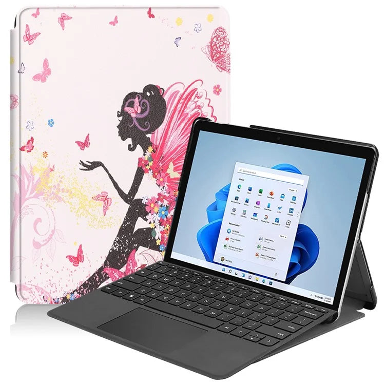 For Microsoft Surface Go 4 Case PU Leather Flip Stand Pattern Printing Design Protective Cover