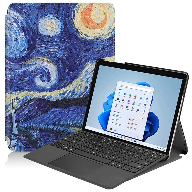For Microsoft Surface Go 4 Case PU Leather Flip Stand Pattern Printing Design Protective Cover