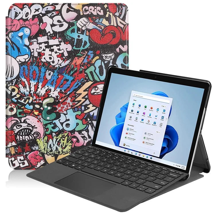 For Microsoft Surface Go 4 Case PU Leather Flip Stand Pattern Printing Design Protective Cover